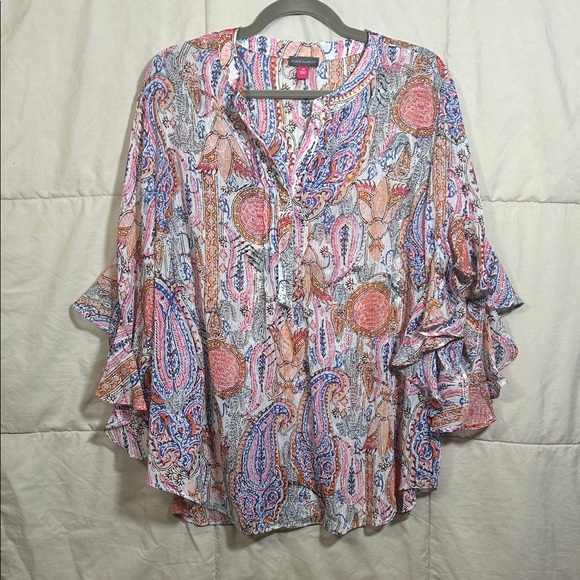 Vince Camuto Tops - Vince Camuto Pink, Blue & Silver Paisley Blouse